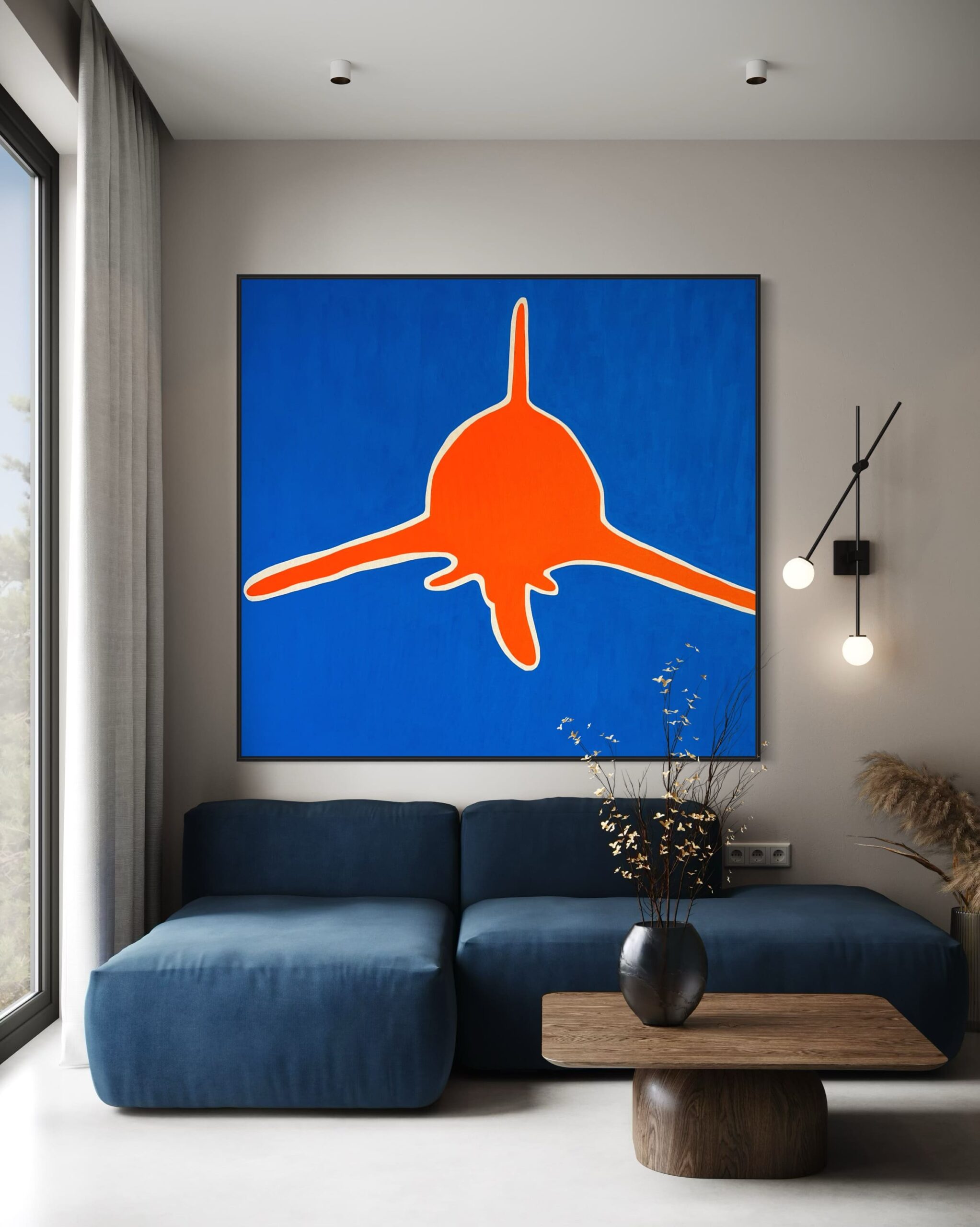 A obra Laranja compõe a série Tubarões de Boa Viagem, uma criação exclusiva do artista sob a assinatura Paz.